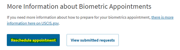 USCIS Reschedule Biometrics Appointment Fig 2.1