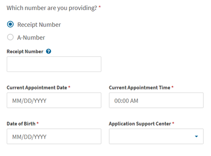 USCIS Reschedule Biometrics Appointment Fig 4.1