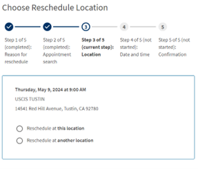 USCIS Reschedule Biometrics Appointment Fig 6.1